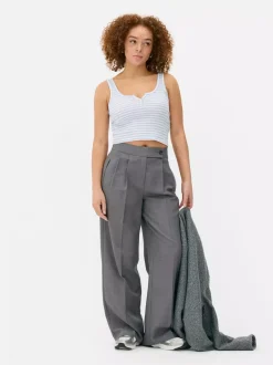 Prążkowana koszulka bez rękawów typu henley