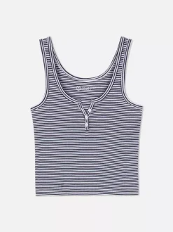 Prążkowana koszulka bez rękawów typu henley