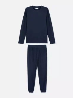 Prążkowana piżama ze ściągaczami