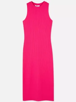 Prążkowana sukienka midi o fasonie bokserki