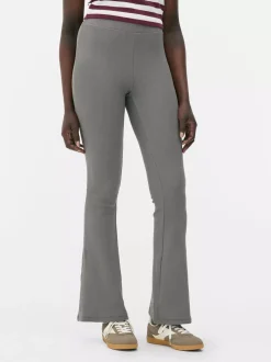 Prążkowane Legginsy z poszerzanymi nogawkami