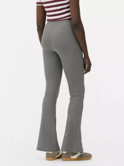 Prążkowane Legginsy z poszerzanymi nogawkami