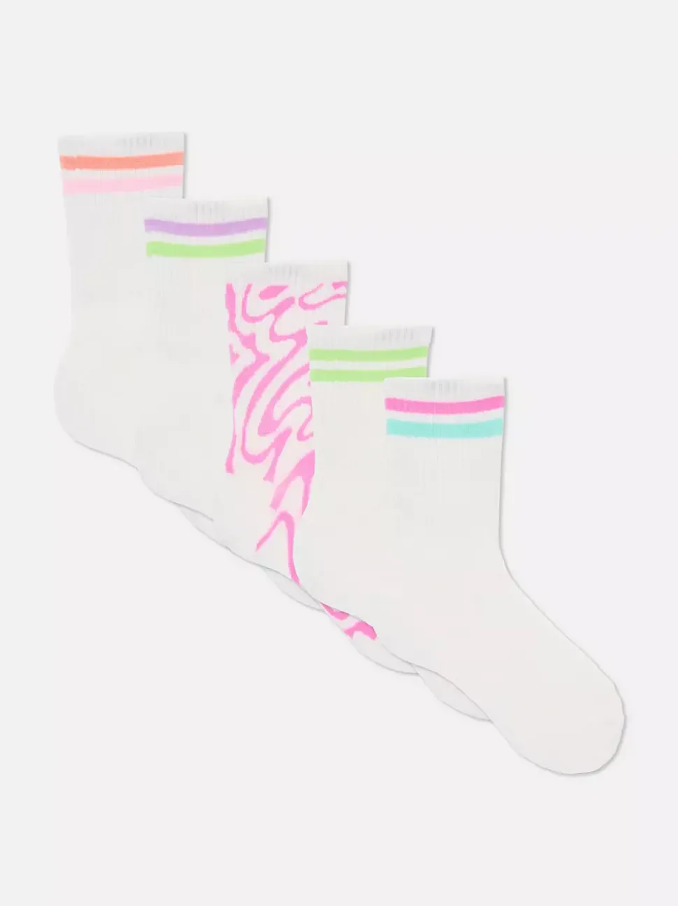 Prążkowane skarpety do kostki w różne wzory, 5 par