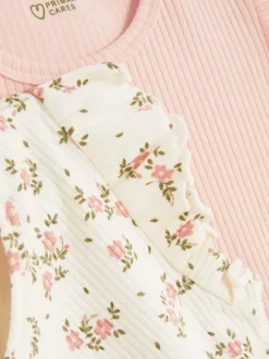 Prążkowane T-shirty z falbanką, 2 szt.