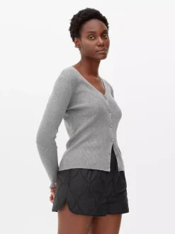 Prążkowany kardigan z cienkiej dzianiny