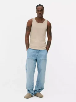 Prążkowany top bez rękawów na co dzień