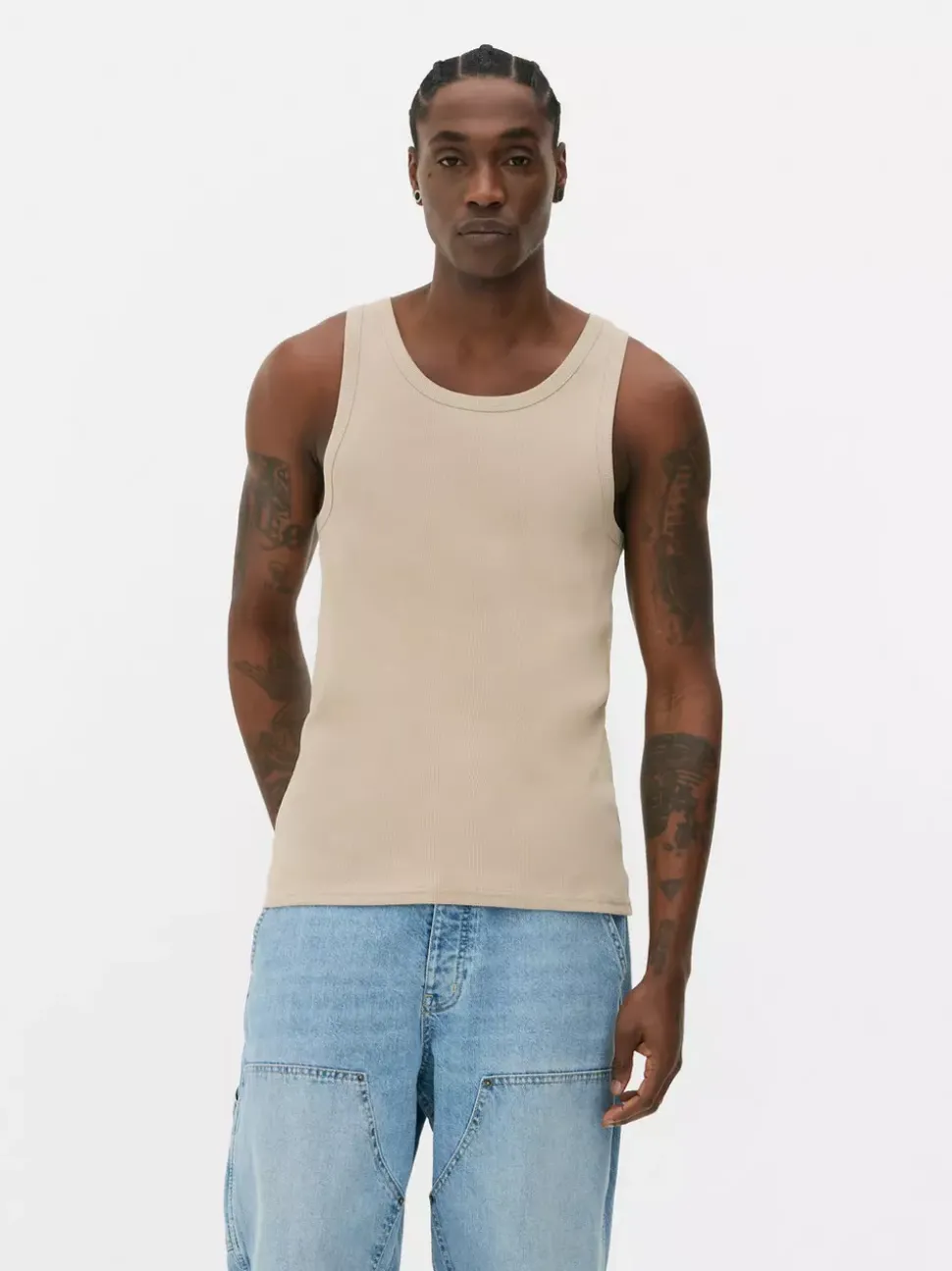 Prążkowany top bez rękawów na co dzień