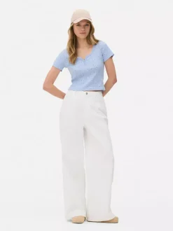 Prążkowany T-shirt typu henley