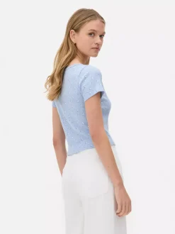 Prążkowany T-shirt typu henley