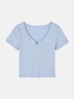 Prążkowany T-shirt typu henley