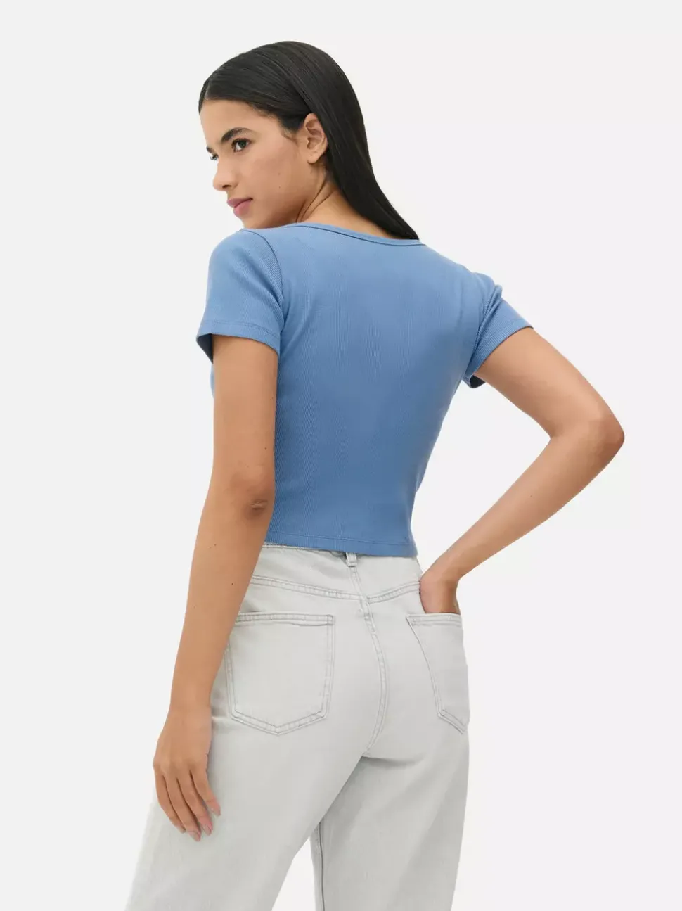 Prążkowany T-shirt typu henley