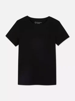 Prążkowany T-shirt z krótkim rękawem