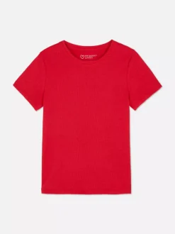 Prążkowany T-shirt z krótkim rękawem