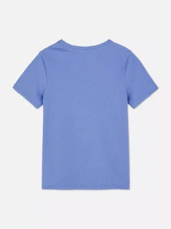 Prążkowany T-shirt z krótkim rękawem