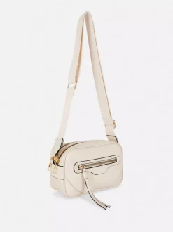 Prostokątna torebka na ramię z podwójnym zamkiem