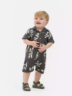 Rampers ze wzorem w liście i marszczeniami