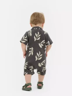 Rampers ze wzorem w liście i marszczeniami