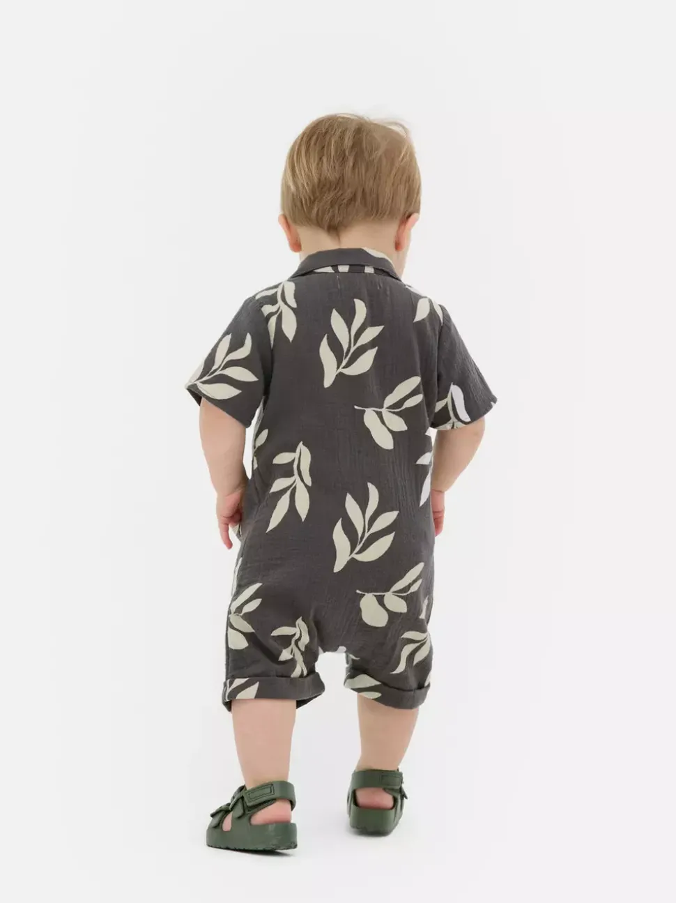 Rampers ze wzorem w liście i marszczeniami