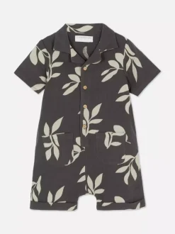 Rampers ze wzorem w liście i marszczeniami