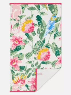 Ręcznik kąpielowy w ptaki i liście