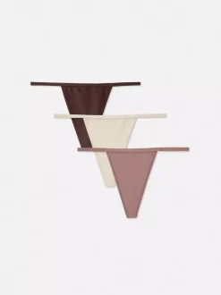 Rozciągliwe bawełniane stringi, 3 pary