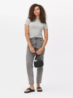 Rozciągliwy T-shirt z okrągłym dekoltem