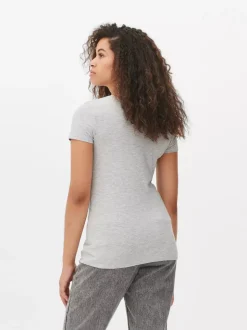 Rozciągliwy T-shirt z okrągłym dekoltem