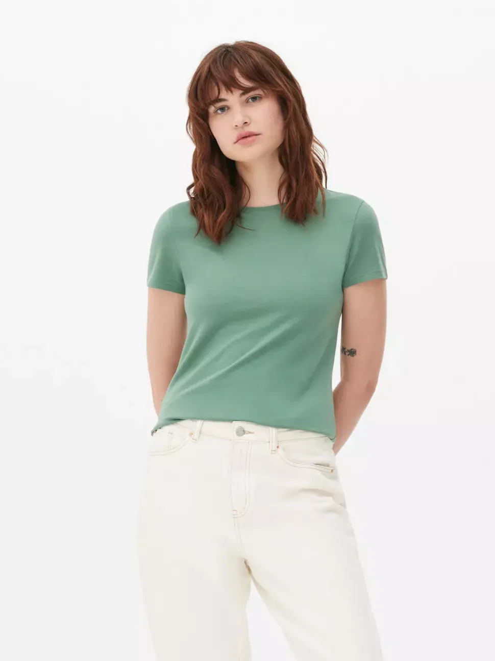 Rozciągliwy T-shirt z okrągłym dekoltem