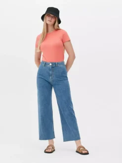 Rozciągliwy T-shirt z okrągłym dekoltem