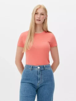 Rozciągliwy T-shirt z okrągłym dekoltem