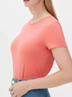 Rozciągliwy T-shirt z okrągłym dekoltem