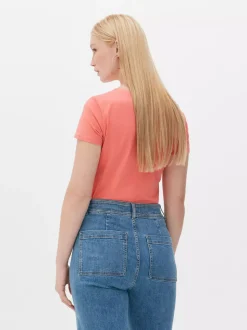 Rozciągliwy T-shirt z okrągłym dekoltem