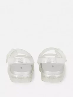 Sandały żelowe z podwójnym paskiem i brokatem