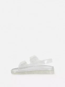 Sandały żelowe z podwójnym paskiem i brokatem