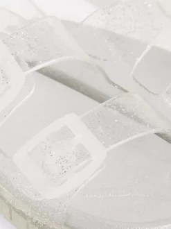 Sandały żelowe z podwójnym paskiem i brokatem