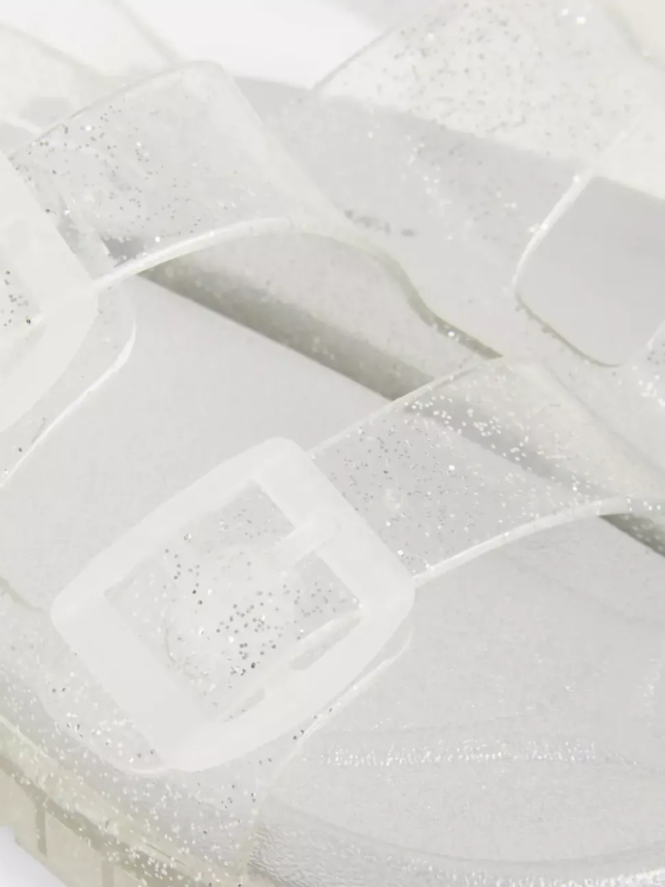 Sandały żelowe z podwójnym paskiem i brokatem