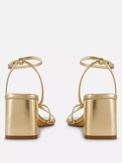 Sandały z paskami na krzyż na klockowym obcasie