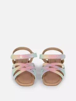 Sandały z paskami na krzyż i efektem ombré