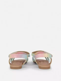 Sandały z paskami na krzyż i efektem ombré