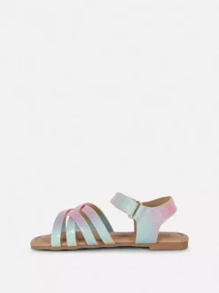 Sandały z paskami na krzyż i efektem ombré