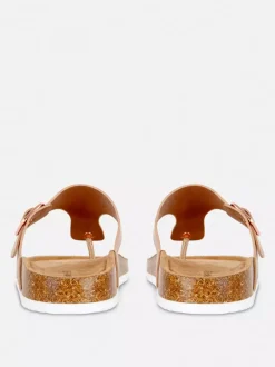 Sandały z wkładką i paskiem w kształcie litery T