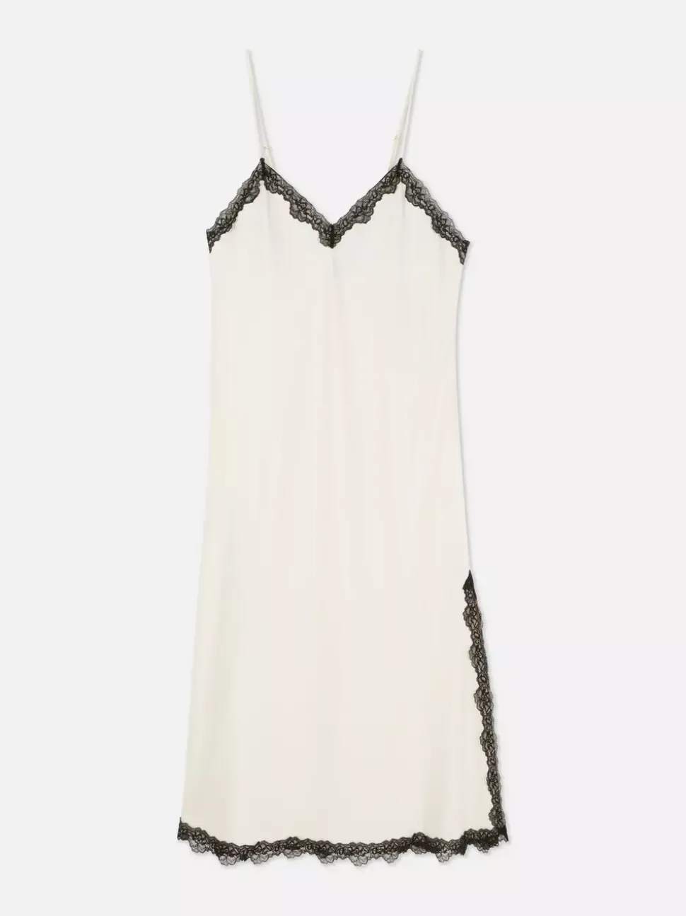 Satynowa koszula nocna z kontrastową koronką