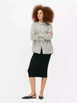 Satynowa koszula z długim rękawem