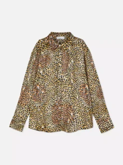 Satynowa koszula z długim rękawem