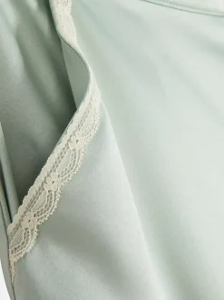 Satynowe spodnie od piżamy z koronkowym wykończeniem