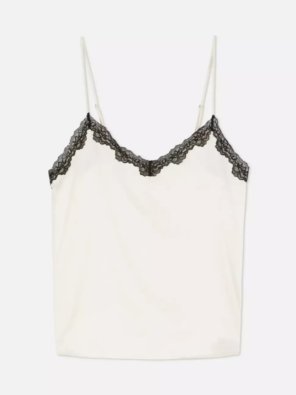 Satynowy top od piżamy na ramiączkach z koronką