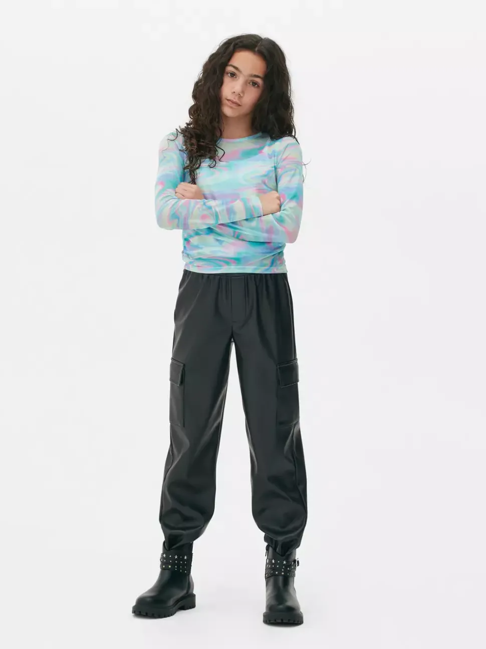 Siateczkowa bluzka z marmurkowym wzorem