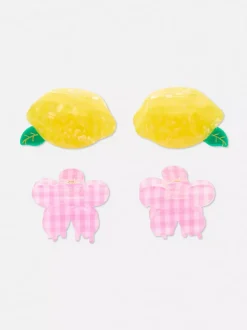 Spinki do włosów, cytryny i kratka vichy, 4 szt.