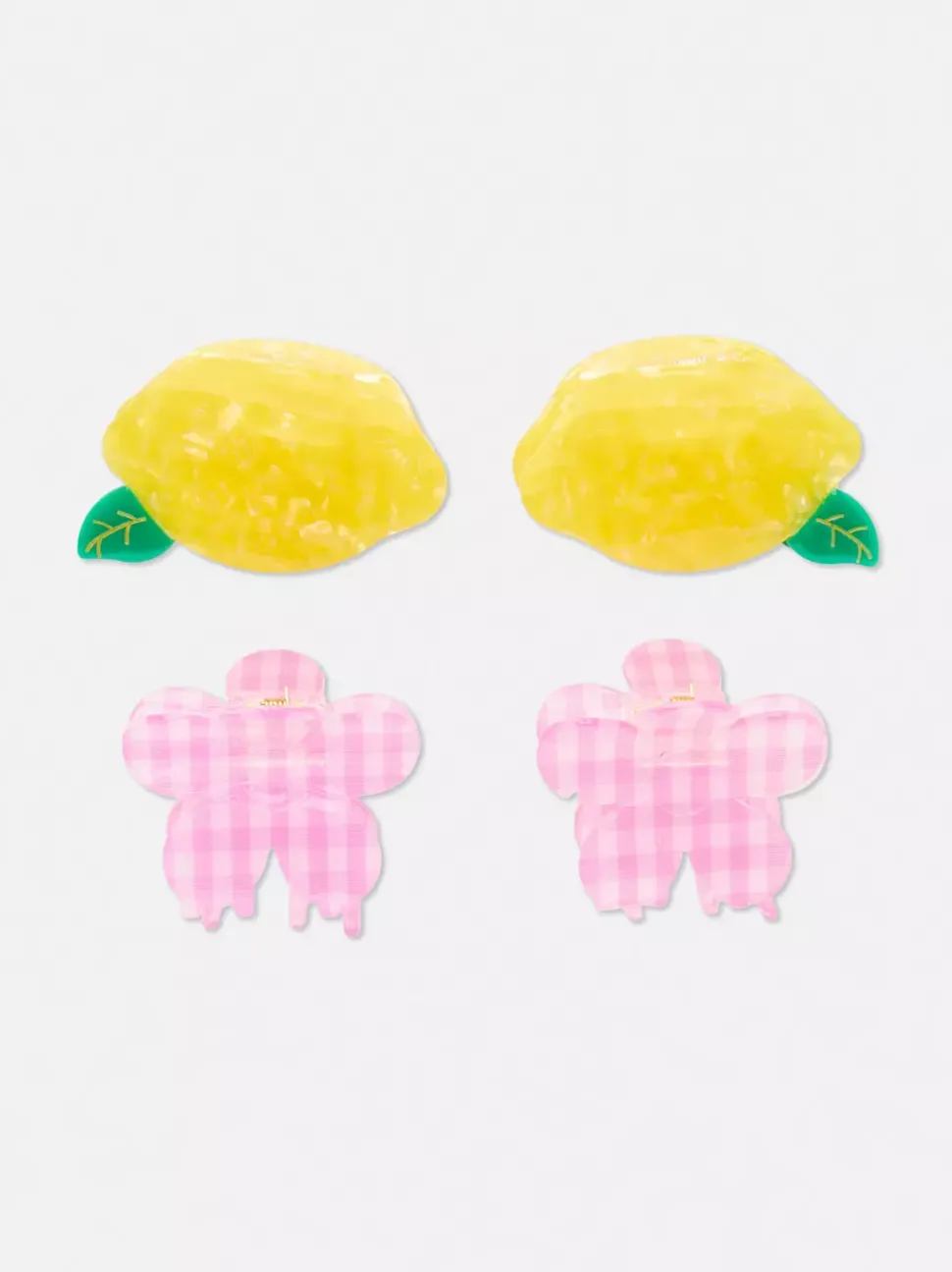 Spinki do włosów, cytryny i kratka vichy, 4 szt.