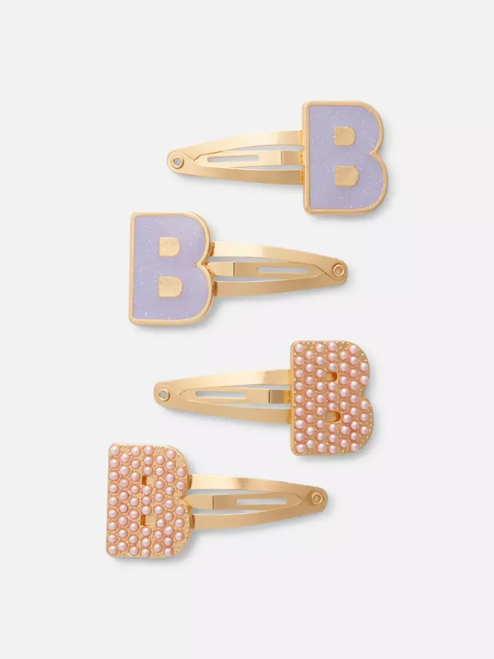 Spinki do włosów z inicjałem, 4 szt.